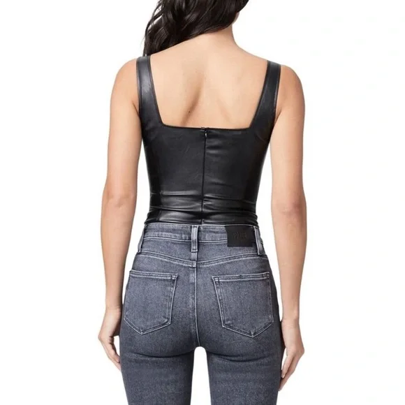 Paige Rinna Faux Leather V Neck Bodysuit Size XL - Picture 3 of 14